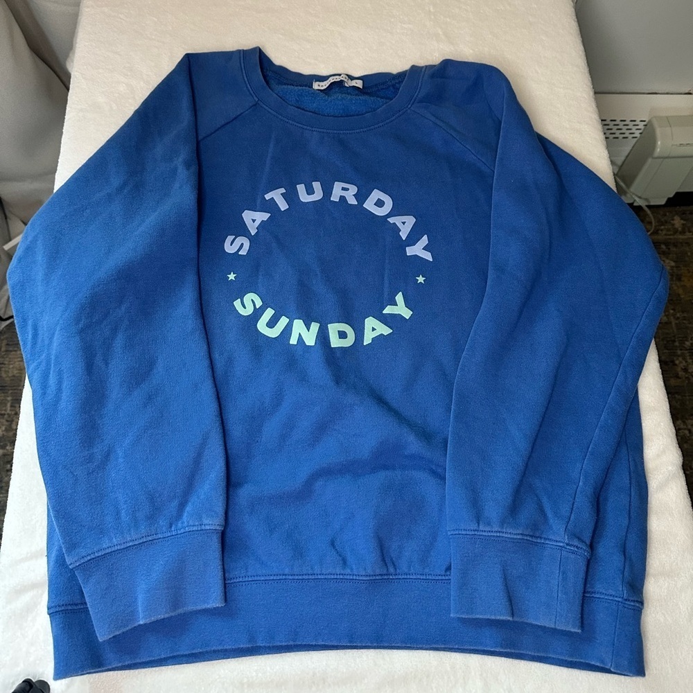 South Parade Saturday Sunday Blue Crewneck sweatshirt size L - Picture 2 of 9